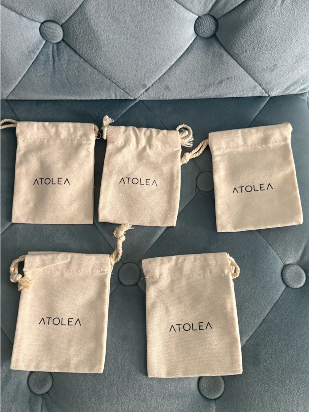 ATOLEA Cream Drawstring Jewelry Pouch - Set of 5
